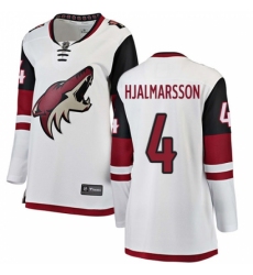 Women's Arizona Coyotes #4 Niklas Hjalmarsson Authentic White Away Fanatics Branded Breakaway NHL Jersey