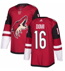 Men's Adidas Arizona Coyotes #16 Max Domi Premier Burgundy Red Home NHL Jersey