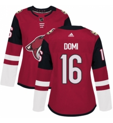 Women's Adidas Arizona Coyotes #16 Max Domi Authentic Burgundy Red Home NHL Jersey