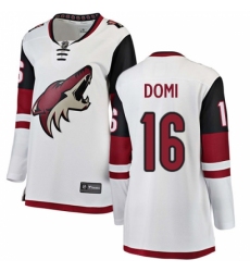 Women's Arizona Coyotes #16 Max Domi Authentic White Away Fanatics Branded Breakaway NHL Jersey