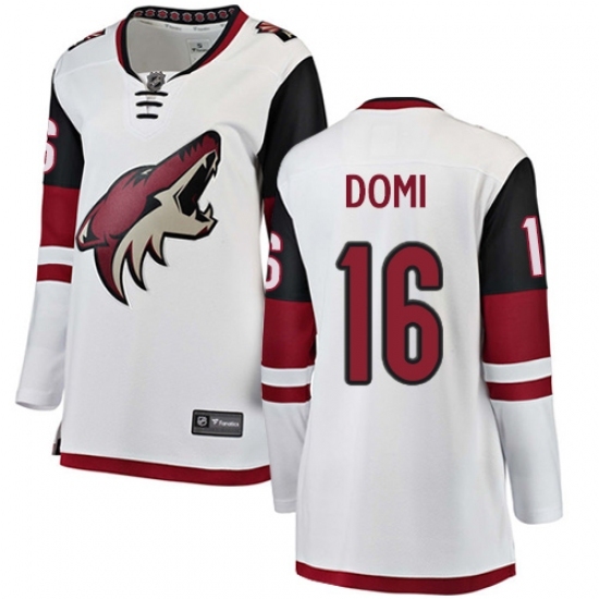 Women's Arizona Coyotes #16 Max Domi Authentic White Away Fanatics Branded Breakaway NHL Jersey Women's Arizona Coyotes #16 Max Domi Authentic White Away Fanatics Branded Breakaway NHL Jersey
