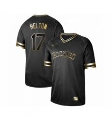 Men's Colorado Rockies #17 Todd Helton Authentic Black Gold Fashion Baseball Jersey
