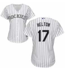 Women's Majestic Colorado Rockies #17 Todd Helton Replica White Home Cool Base MLB Jersey