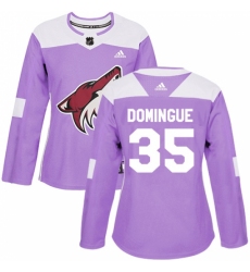 Women's Adidas Arizona Coyotes #35 Louis Domingue Authentic Purple Fights Cancer Practice NHL Jersey