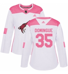 Women's Adidas Arizona Coyotes #35 Louis Domingue Authentic White/Pink Fashion NHL Jersey