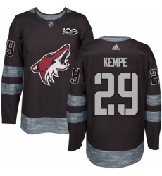 Men's Adidas Arizona Coyotes #29 Mario Kempe Authentic Black 1917-2017 100th Anniversary NHL Jersey