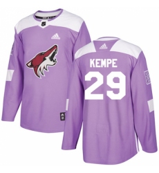 Men's Adidas Arizona Coyotes #29 Mario Kempe Authentic Purple Fights Cancer Practice NHL Jersey