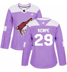 Women's Adidas Arizona Coyotes #29 Mario Kempe Authentic Purple Fights Cancer Practice NHL Jersey