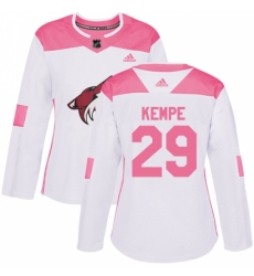 Women's Adidas Arizona Coyotes #29 Mario Kempe Authentic White/Pink Fashion NHL Jersey