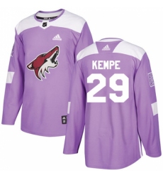 Youth Adidas Arizona Coyotes #29 Mario Kempe Authentic Purple Fights Cancer Practice NHL Jersey