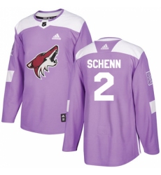 Men's Adidas Arizona Coyotes #2 Luke Schenn Authentic Purple Fights Cancer Practice NHL Jersey