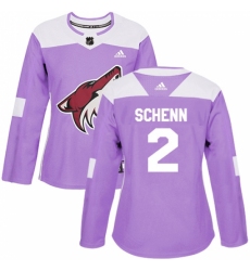 Women's Adidas Arizona Coyotes #2 Luke Schenn Authentic Purple Fights Cancer Practice NHL Jersey