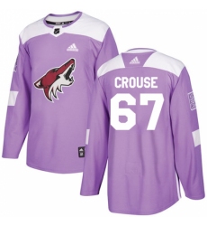 Youth Adidas Arizona Coyotes #67 Lawson Crouse Authentic Purple Fights Cancer Practice NHL Jersey