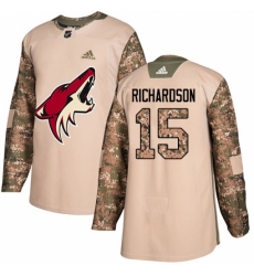 Men's Adidas Arizona Coyotes #15 Brad Richardson Authentic Camo Veterans Day Practice NHL Jersey