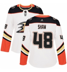 Women's Adidas Anaheim Ducks #48 Logan Shaw Authentic White Away NHL Jersey Women's Adidas Anaheim Ducks #48 Logan Shaw Authentic White Away NHL Jersey
