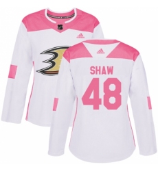 Women's Adidas Anaheim Ducks #48 Logan Shaw Authentic White/Pink Fashion NHL Jersey