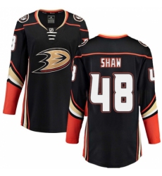 Women's Anaheim Ducks #48 Logan Shaw Fanatics Branded Black Home Breakaway NHL Jersey