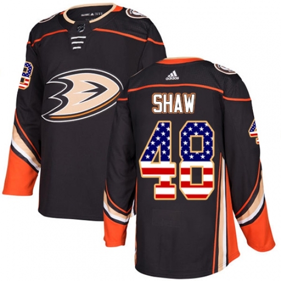 Youth Adidas Anaheim Ducks #48 Logan Shaw Authentic Black USA Flag Fashion NHL Jersey Youth Adidas Anaheim Ducks #48 Logan Shaw Authentic Black USA Flag Fashion NHL Jersey