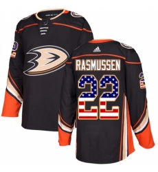 Men's Adidas Anaheim Ducks #22 Dennis Rasmussen Authentic Black USA Flag Fashion NHL Jersey