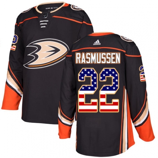 Men's Adidas Anaheim Ducks #22 Dennis Rasmussen Authentic Black USA Flag Fashion NHL Jersey Men's Adidas Anaheim Ducks #22 Dennis Rasmussen Authentic Black USA Flag Fashion NHL Jersey