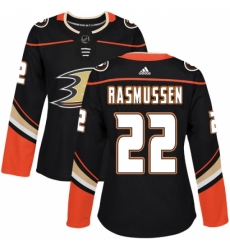 Women's Adidas Anaheim Ducks #22 Dennis Rasmussen Authentic Black Home NHL Jersey