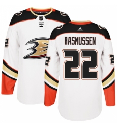 Youth Adidas Anaheim Ducks #22 Dennis Rasmussen Authentic White Away NHL Jersey