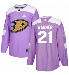 Men's Adidas Anaheim Ducks #21 Chris Wagner Authentic Purple Fights Cancer Practice NHL Jersey