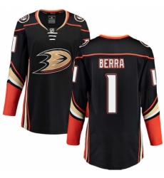 Women's Anaheim Ducks #1 Reto Berra Fanatics Branded Black Home Breakaway NHL Jersey Women's Anaheim Ducks #1 Reto Berra Fanatics Branded Black Home Breakaway NHL Jersey