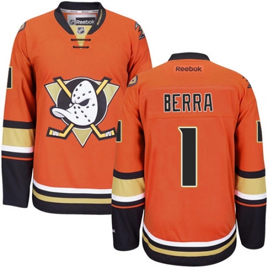 Women's Reebok Anaheim Ducks #1 Reto Berra Authentic Orange Third NHL Jersey Women's Reebok Anaheim Ducks #1 Reto Berra Authentic Orange Third NHL Jersey