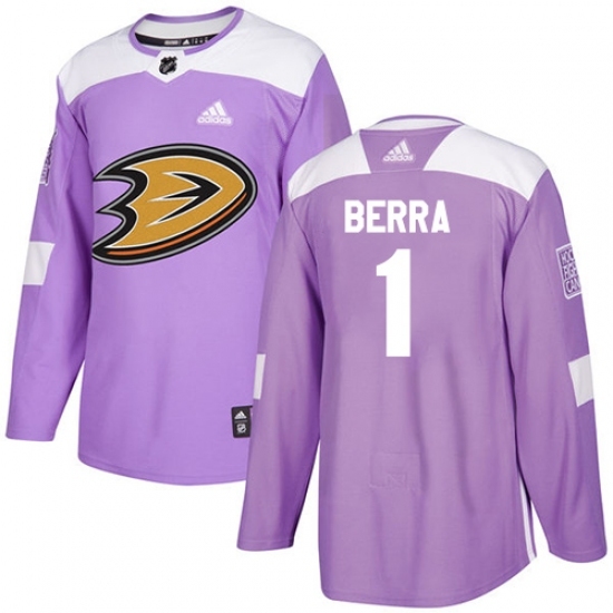 Youth Adidas Anaheim Ducks #1 Reto Berra Authentic Purple Fights Cancer Practice NHL Jersey Youth Adidas Anaheim Ducks #1 Reto Berra Authentic Purple Fights Cancer Practice NHL Jersey
