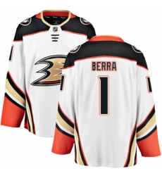 Youth Anaheim Ducks #1 Reto Berra Fanatics Branded White Away Breakaway NHL Jersey Youth Anaheim Ducks #1 Reto Berra Fanatics Branded White Away Breakaway NHL Jersey
