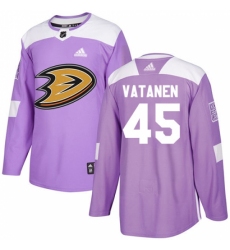 Men's Adidas Anaheim Ducks #45 Sami Vatanen Authentic Purple Fights Cancer Practice NHL Jersey