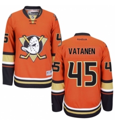 Men's Reebok Anaheim Ducks #45 Sami Vatanen Authentic Orange Third NHL Jersey