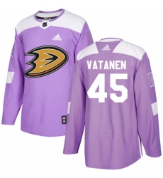 Youth Adidas Anaheim Ducks #45 Sami Vatanen Authentic Purple Fights Cancer Practice NHL Jersey