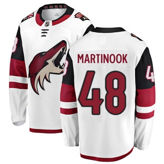 Men's Arizona Coyotes #48 Jordan Martinook Fanatics Branded White Away Breakaway NHL Jersey Men's Arizona Coyotes #48 Jordan Martinook Fanatics Branded White Away Breakaway NHL Jersey