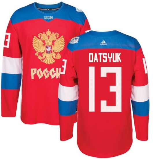 Men's Adidas Team Russia #13 Pavel Datsyuk Authentic Red Away 2016 World Cup of Hockey Jersey Men's Adidas Team Russia #13 Pavel Datsyuk Authentic Red Away 2016 World Cup of Hockey Jersey