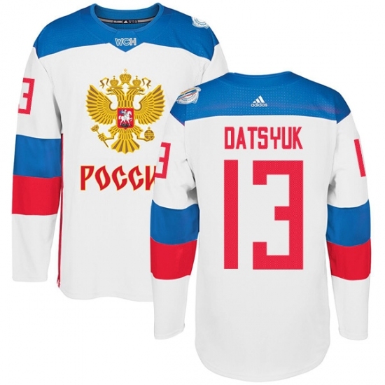 Men's Adidas Team Russia #13 Pavel Datsyuk Premier White Home 2016 World Cup of Hockey Jersey Men's Adidas Team Russia #13 Pavel Datsyuk Premier White Home 2016 World Cup of Hockey Jersey
