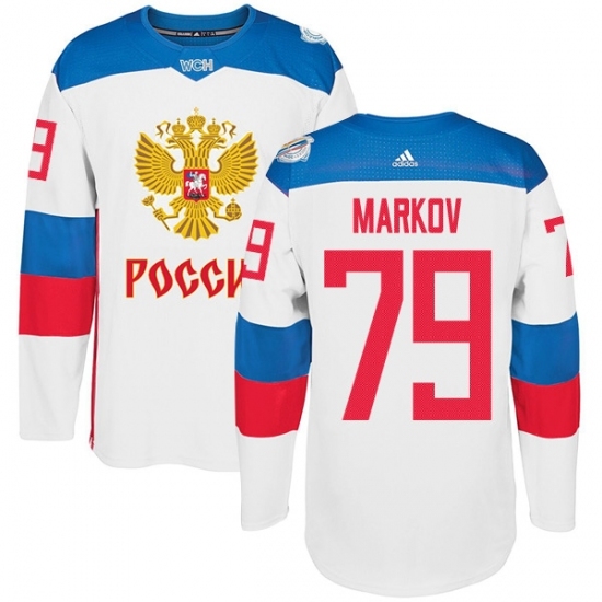 Men's Adidas Team Russia #79 Andrei Markov Premier White Home 2016 World Cup of Hockey Jersey Men's Adidas Team Russia #79 Andrei Markov Premier White Home 2016 World Cup of Hockey Jersey