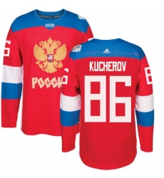 Men's Adidas Team Russia #86 Nikita Kucherov Authentic Red Away 2016 World Cup of Hockey Jersey
