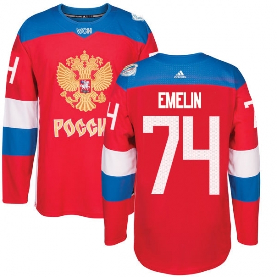 Men's Adidas Team Russia #74 Alexei Emelin Premier Red Away 2016 World Cup of Hockey Jersey Men's Adidas Team Russia #74 Alexei Emelin Premier Red Away 2016 World Cup of Hockey Jersey