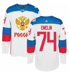 Men's Adidas Team Russia #74 Alexei Emelin Premier White Home 2016 World Cup of Hockey Jersey