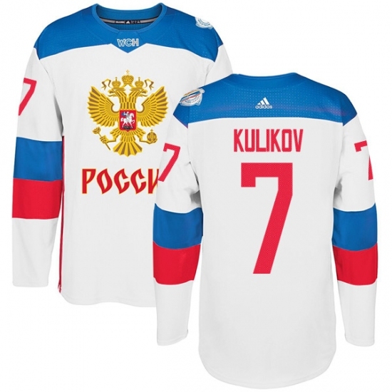 Men's Adidas Team Russia #7 Dmitri Kulikov Premier White Home 2016 World Cup of Hockey Jersey Men's Adidas Team Russia #7 Dmitri Kulikov Premier White Home 2016 World Cup of Hockey Jersey