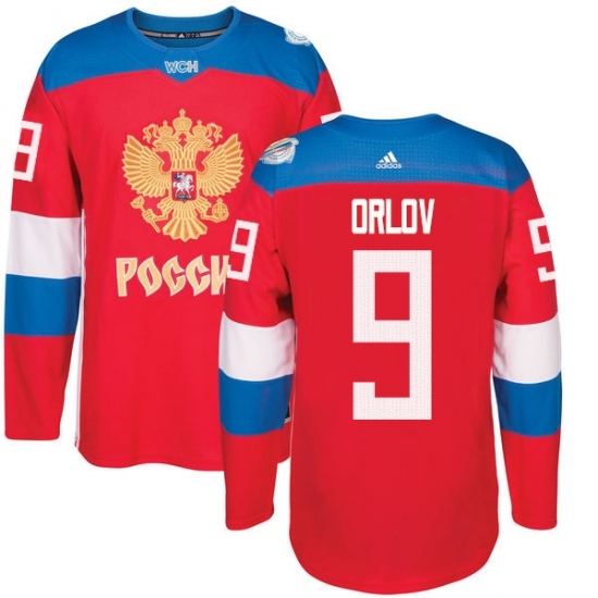 Men's Adidas Team Russia #9 Dmitry Orlov Authentic Red Away 2016 World Cup of Hockey Jersey Men's Adidas Team Russia #9 Dmitry Orlov Authentic Red Away 2016 World Cup of Hockey Jersey