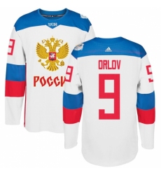Men's Adidas Team Russia #9 Dmitry Orlov Authentic White Home 2016 World Cup of Hockey Jersey