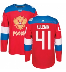 Men's Adidas Team Russia #41 Nikolay Kulemin Authentic Red Away 2016 World Cup of Hockey Jersey