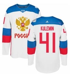 Men's Adidas Team Russia #41 Nikolay Kulemin Authentic White Home 2016 World Cup of Hockey Jersey