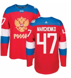 Men's Adidas Team Russia #47 Alexey Marchenko Authentic Red Away 2016 World Cup of Hockey Jersey Men's Adidas Team Russia #47 Alexey Marchenko Authentic Red Away 2016 World Cup of Hockey Jersey