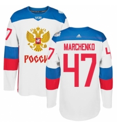 Men's Adidas Team Russia #47 Alexey Marchenko Authentic White Home 2016 World Cup of Hockey Jersey