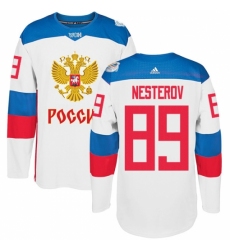 Men's Adidas Team Russia #89 Nikita Nesterov Authentic White Home 2016 World Cup of Hockey Jersey