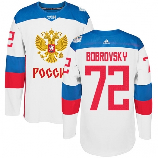 Men's Adidas Team Russia #72 Sergei Bobrovsky Premier White Home 2016 World Cup of Hockey Jersey Men's Adidas Team Russia #72 Sergei Bobrovsky Premier White Home 2016 World Cup of Hockey Jersey